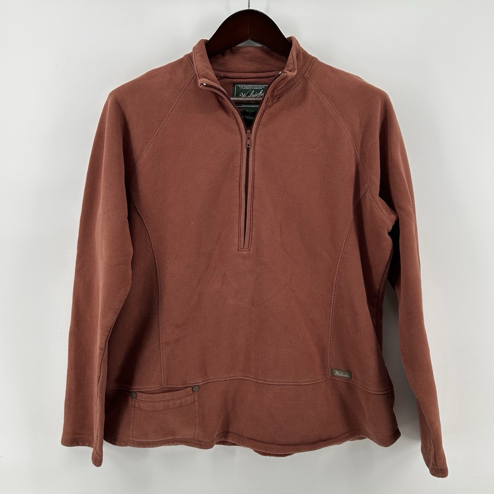 Woolrich Pullover Womens M Russet Brown 1/2 Sweatshirt Outdoor Cabincore Camp